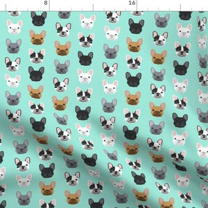 French Bulldog Fabric - French Bulldogs in Mint Dog Lovers Frenchie Owners By Petfriendly - Cotton fabric by the yard with Spoonflower
