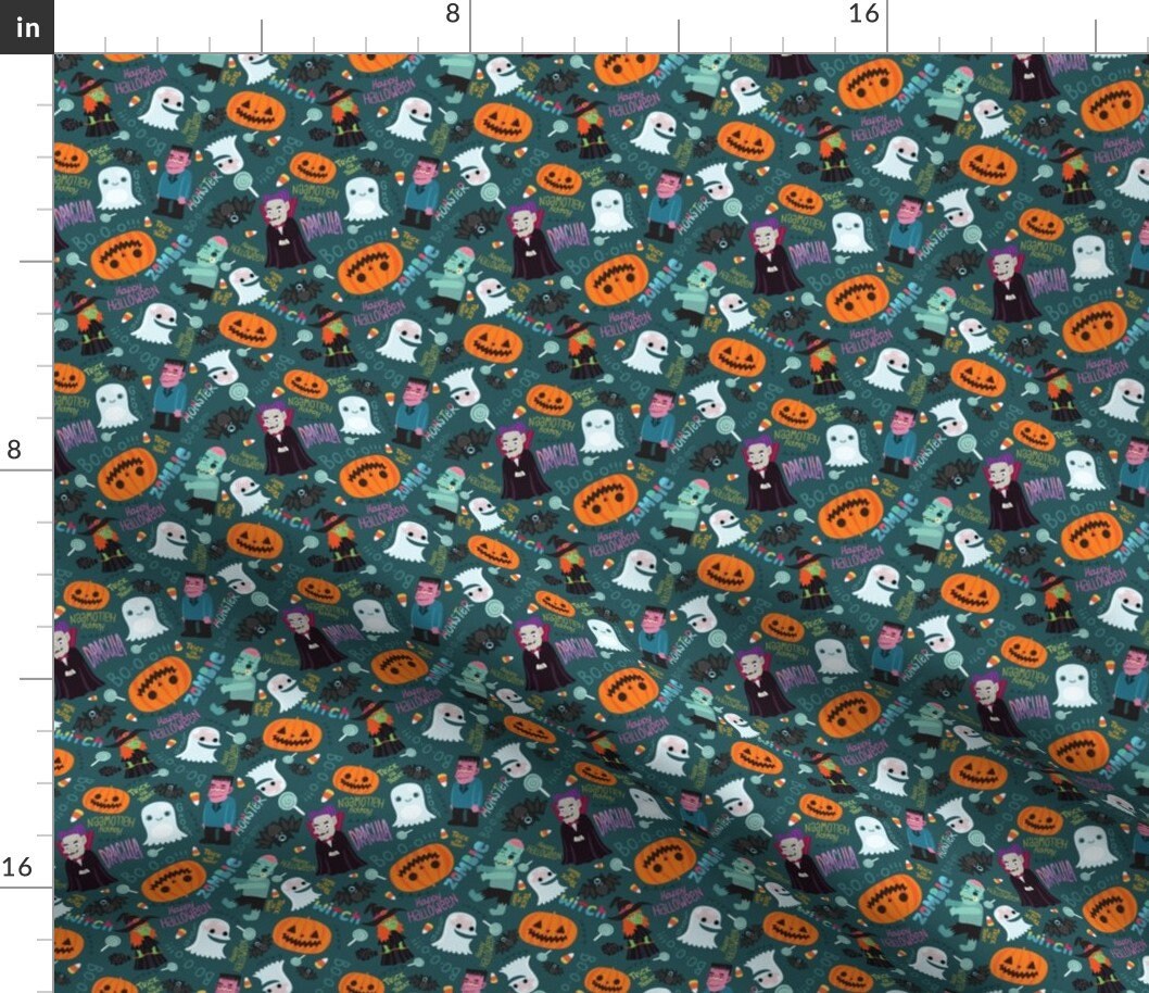 Halloween Fabric Halloween by Kostolom3000 Happy Halloween Etsy UK