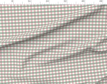 Checkered Extra Wide Sateen Fabric Preppy Grandmillennial Farmhouse Baby Fabric By The Yard Classic Gingham Pink Green by design_dannick