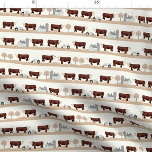 Cow Fabric - Hereford Farm Cow Cute Beige By Petfriendly - Cow Steer Country Farm Rustic Animal Cotton Fabric By The Yard With Spoonflower