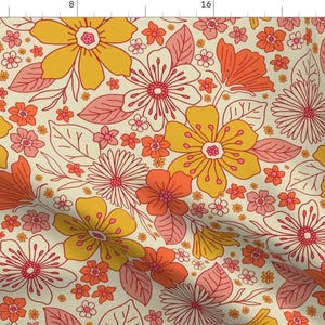 Groovy Floral Fabric - Retro 1960s Mod Floral by somecallmebeth - Hippie Vibes Vintage Retro 1960s Fabric by the Yard by Spoonflower