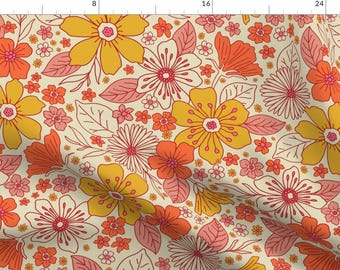 Groovy Floral Fabric - Retro 1960s Mod Floral by somecallmebeth - Hippie Vibes Vintage Retro 1960s Fabric by the Yard by Spoonflower