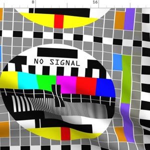 Tv Test Cards Fabric - Television Test Cards Rainbow Signals Analogue Retro Tuning By Ravene - Cotton Fabric By The Yard With Spoonflower
