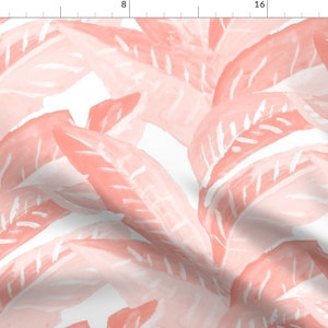 Pink Painted Palm Leaf Fabric - Banana Blush By Theprimefloridian - Tropical Nursery Botanical Cotton Fabric by the Yard With Spoonflower