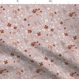 Ditsy Print Woodland Fabric - Woodfall Ditsy Mauve Med By Nouveau Bohemian - Mauve Pink and Rust Cotton Fabric By The Yard With Spoonflower