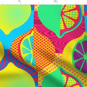 Pop Art Lemons Citrus Fruit Nature Fabric - Pop Lemons Colorful Neon By Chicca Besso - Nature Cotton Fabric By The Yard With Spoonflower