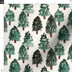 Christmas Tree Fabric Watercolor Pines by erin__kendal Greenery Dark Green Pine Trees Holiday Festive Fabric by the Yard by Spoonflower image 2