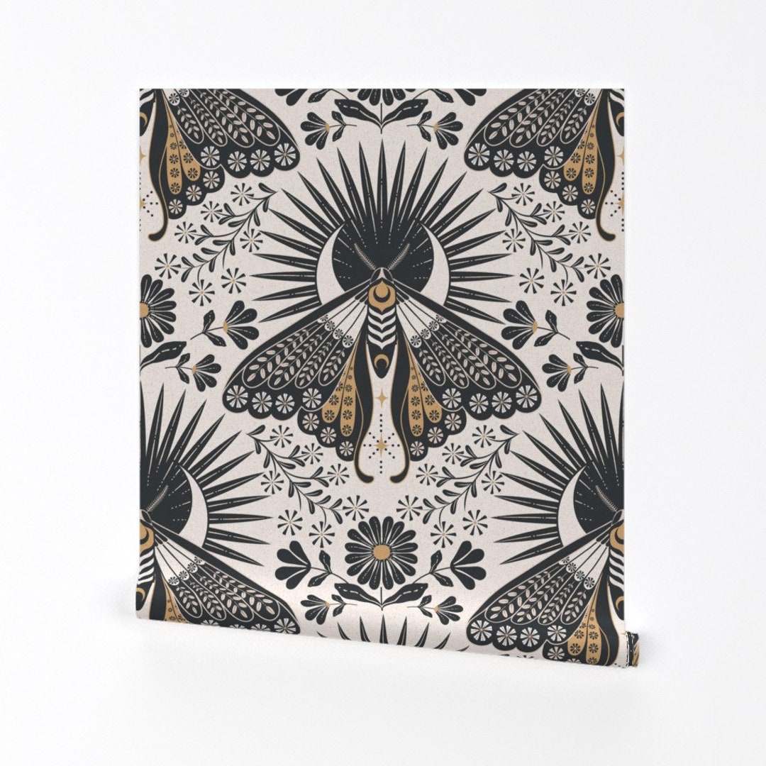 Boho Moths Wallpaper Whimsigothic by Garabateo Whimsigoth Night Sky