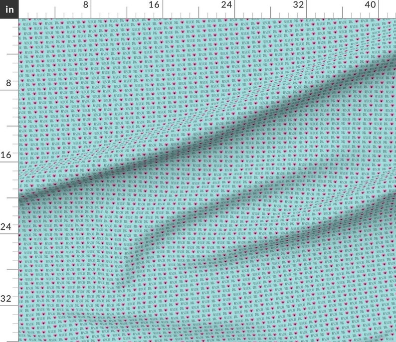 Adopt Fabric Rescue Dog Hearts Fabric Blue By Petfriendly Adopt Rescue Dog Heart Aqua Pink Cotton Fabric By The Yard With Spoonflower image 3