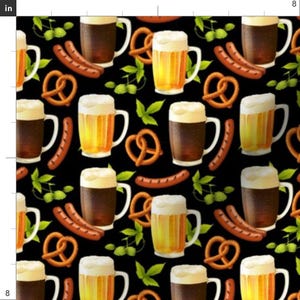 Funny Fabric - Octoberfest Beer, Brats, Hops And Pretzels By Khaus Germany Beerfest Food Sausage -Cotton Fabric By The Yard With Spoonflower image 3