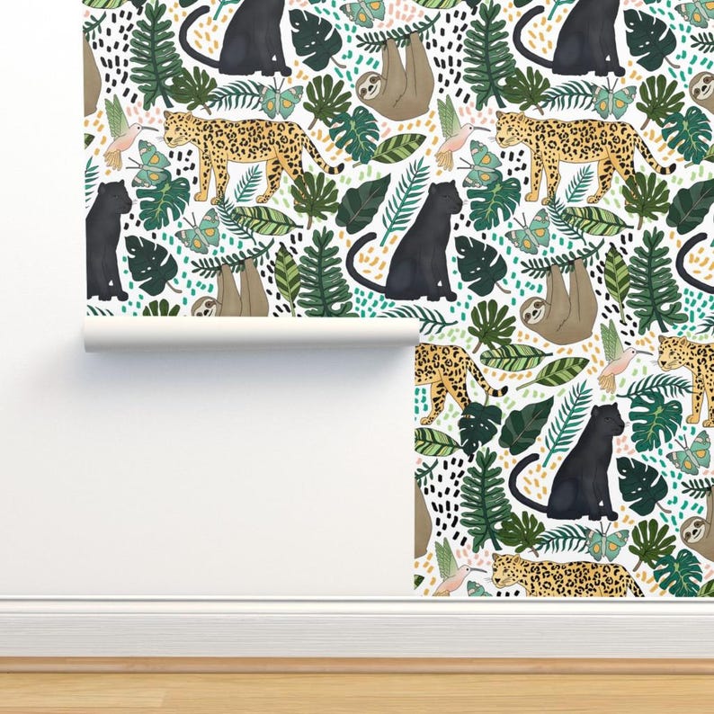 Rain Forest Wallpaper - Emerald Rain Forest Animals By Tangerine-Tane - Custom Printed Removable Self Adhesive Wallpaper Roll by Spoonflower image 4