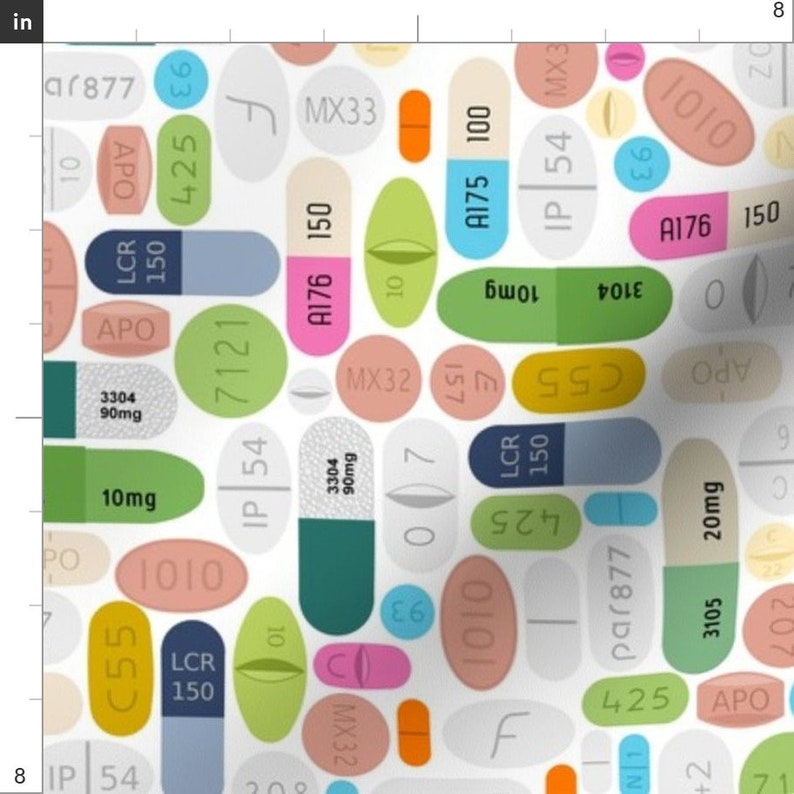 Pills Fabric Ssri on White by Thirdhalfstudios Pills Etsy