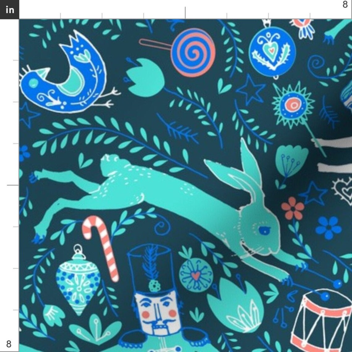 Nutcracker Fabric the Nutcracker in Turquoise by Nouveau Etsy