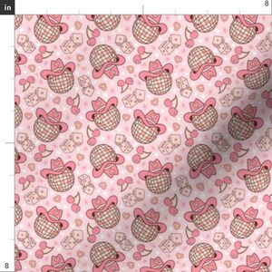 Cowboy Disco Balls Fabric - Disco Valentines by camilaprints - Vintage Retro Groovy Western Feminine Pink Fabric by the Yard by Spoonflower image 3