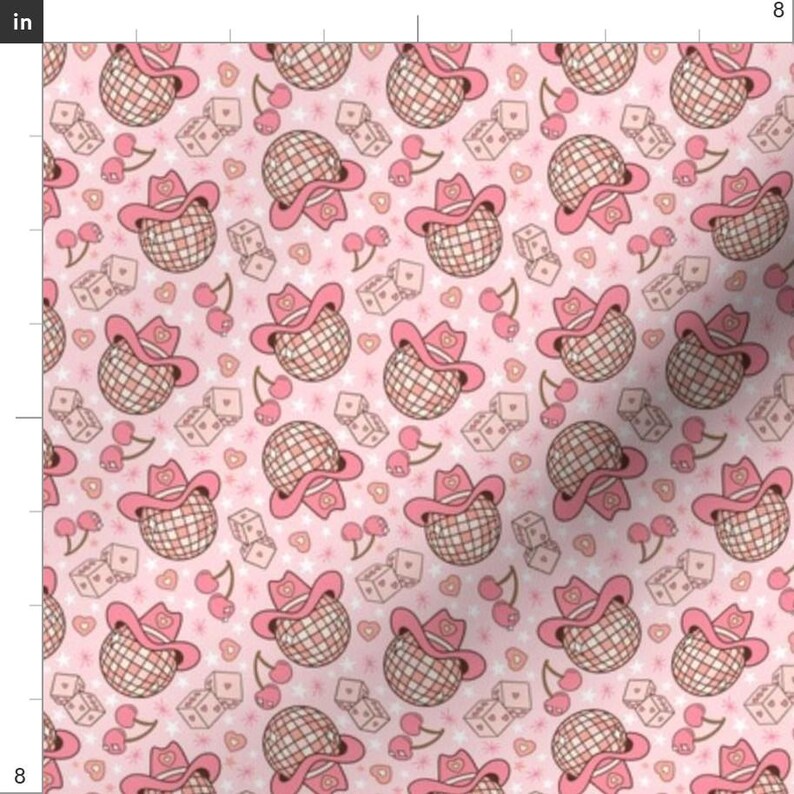 Cowboy Disco Balls Fabric - Disco Valentines by camilaprints - Vintage Retro Groovy Western Feminine Pink Fabric by the Yard by Spoonflower image 3
