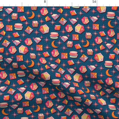 Tabletop Gaming Light Blue Fabric Dice Pattern by Etsy