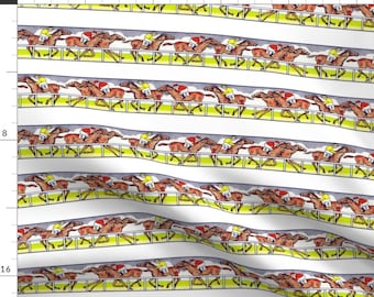 Equestrian Horse Race Fabric - Racing Strips By Ragan - Equestrian Cotton Fabric by the Yard with Spoonflower