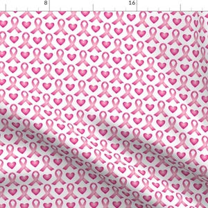 Cancer Awareness Fabric - Tiny Ribbons & Hearts by alicefrenz - Breast Cancer Pink Ribbons Survivor Women  Fabric by the Yard by Spoonflower
