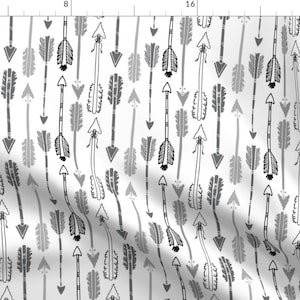 Arrows Fabric - Grey Arrows By Portage And Main - Neutral Native American Cotton Fabric By The Yard With Spoonflower