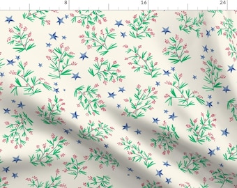 Winter Apparel Fabric - Nordic Pine Branches Cream by design_dannick - Christmas Scandinavian Trees Berries Clothing Fabric by Spoonflower