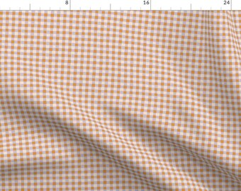 Halloween Apparel Fabric - Orange And Lavender Check by anniemontgomerydesign - Farmhouse Cottagecore Witchy Clothing Fabric by Spoonflower