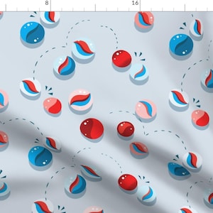 Game Night Fabric - Marble Mayhem By Timeggert - Blue Red Kids Game Puzzle Balls Classroom Cotton Fabric By The Yard With Spoonflower