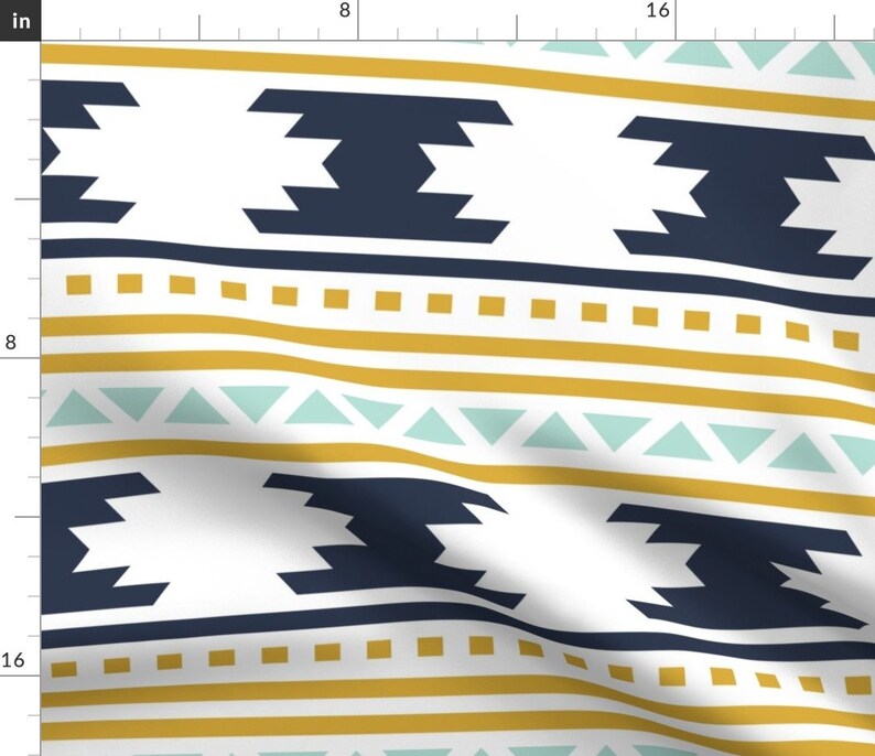 Aztec Fabric Navy Aztec Stripe Custom Fabric by Ivie Cloth Etsy