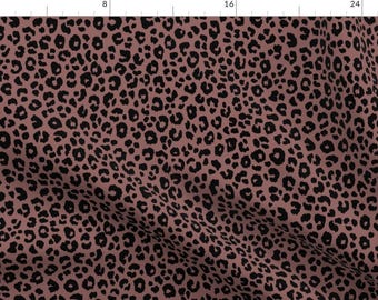 Leopard Fabric - Pale Mauve Leopard By Kimsa - Moody Mauve Purple Black Small Scale Animal Print Cotton Fabric By The Yard With Spoonflower