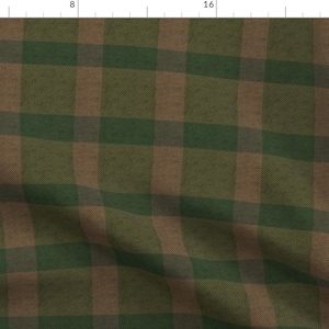 Weathered Plaid Fabric - Moss Green Plaid by laura_nisbet_art - Vintage Green Plaid Brown Victorian Checks Fabric by the Yard by Spoonflower