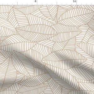 Neutral Leaves Fabric - Beyond Beleaf By Delfuneum - Light Tan Summer Greenery Beige Minimalist Cotton Fabric By The Yard With Spoonflower