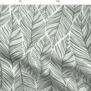 May include: A seamless pattern featuring a repeating design of stylized green leaves on a white background.