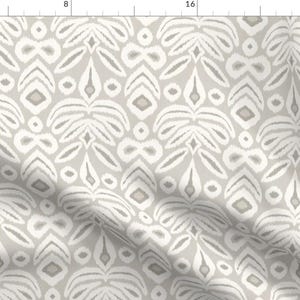 Neutral Ikat Fabric - Grey Ikat  by danika_herrick - Tropical Coastal Traditional Greige Gray Beige Fabric by the Yard by Spoonflower