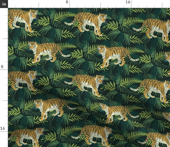 Animals Tropical Tigers Forest Safari Watercolor Fabric Amur Tiger by  Olgart Animals Cotton Fabric by the Yard With Spoonflower 