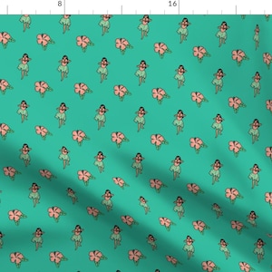 Hawaiian Hula Dancers Fabric - Hula Girls By Annaboo - Summer Tropical Vacation Hibiscus Flower Cotton Fabric By The Yard With Spoonflower