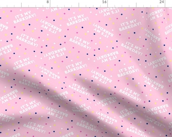Dog Birthday Fabric - It's My Barkday! Pink By Littlearrowdesign - Rescue Dog Pink Confetti Party Cotton Fabric By The Yard With Spoonflower