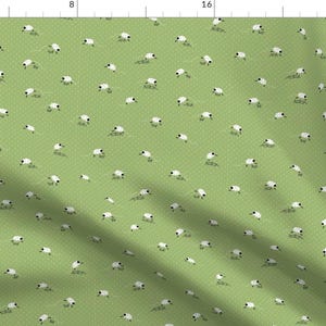 Bouncing Sheep Fabric - Julie'S Dreaming Of Sheep By Juliesfabrics - Abstract Bouncing Sheep Cotton Fabric By The Yard With Spoonflower