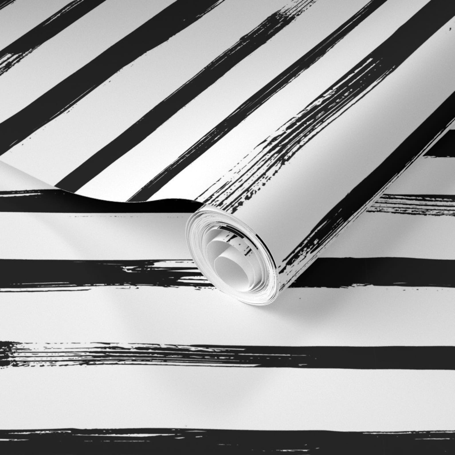 Black Striped Wallpaper Black and White Stripes Watercolor Etsy