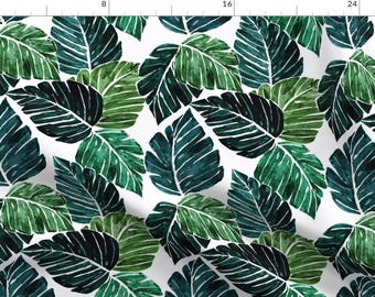 Monstera Leaves Fabric - Monstera Leaves Medium By Crystal Walen- Tropical Paradise Hawaii Plants Cotton Fabric By The Yard With Spoonflower