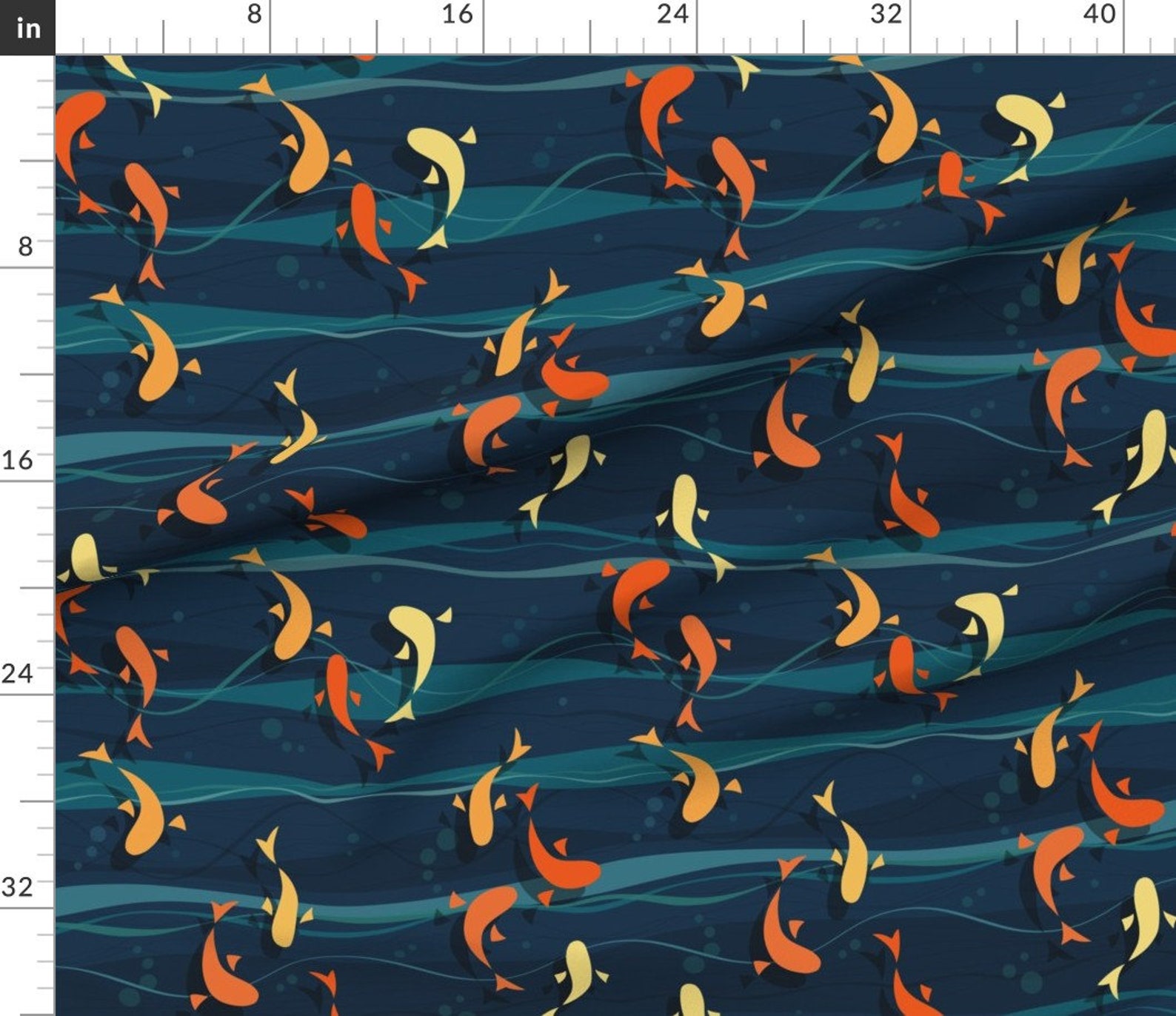Abstract Koi Fish Fabric Deep Lake Koi Fish By Luciafontes Etsy