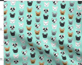 French Bulldog Fabric - French Bulldogs in Mint Dog Lovers Frenchie Owners By Petfriendly - Cotton fabric by the yard with Spoonflower