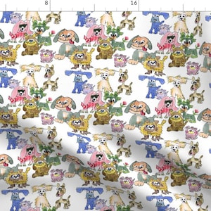 Doodle Dogs Fabric - Wacky Puppy Dogs By Lillyarts - Silly Watercolor Pet Decor Cotton Fabric By The Yard With Spoonflower