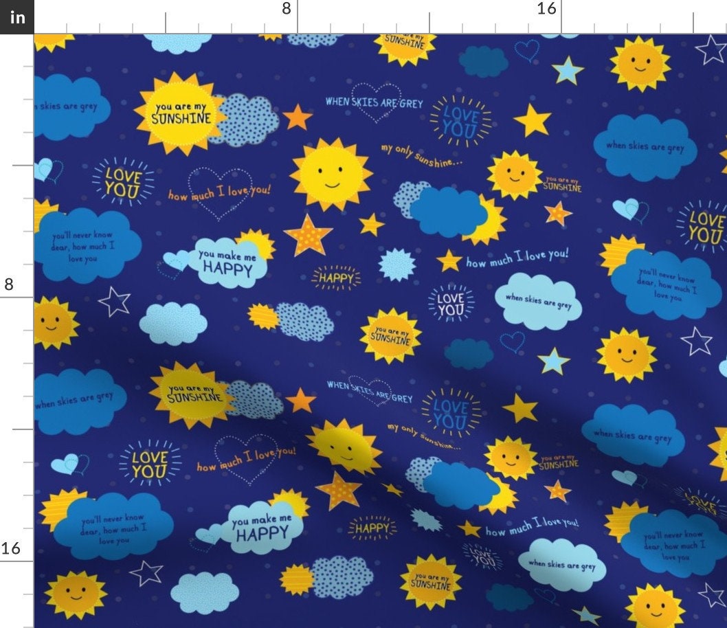 Sunshine Fabric You Are My Sunshine by Iheartampersands - Etsy