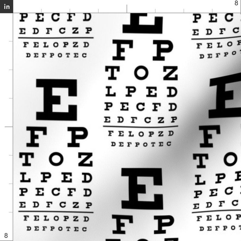 eye chart fabric standard vision chart in black white by