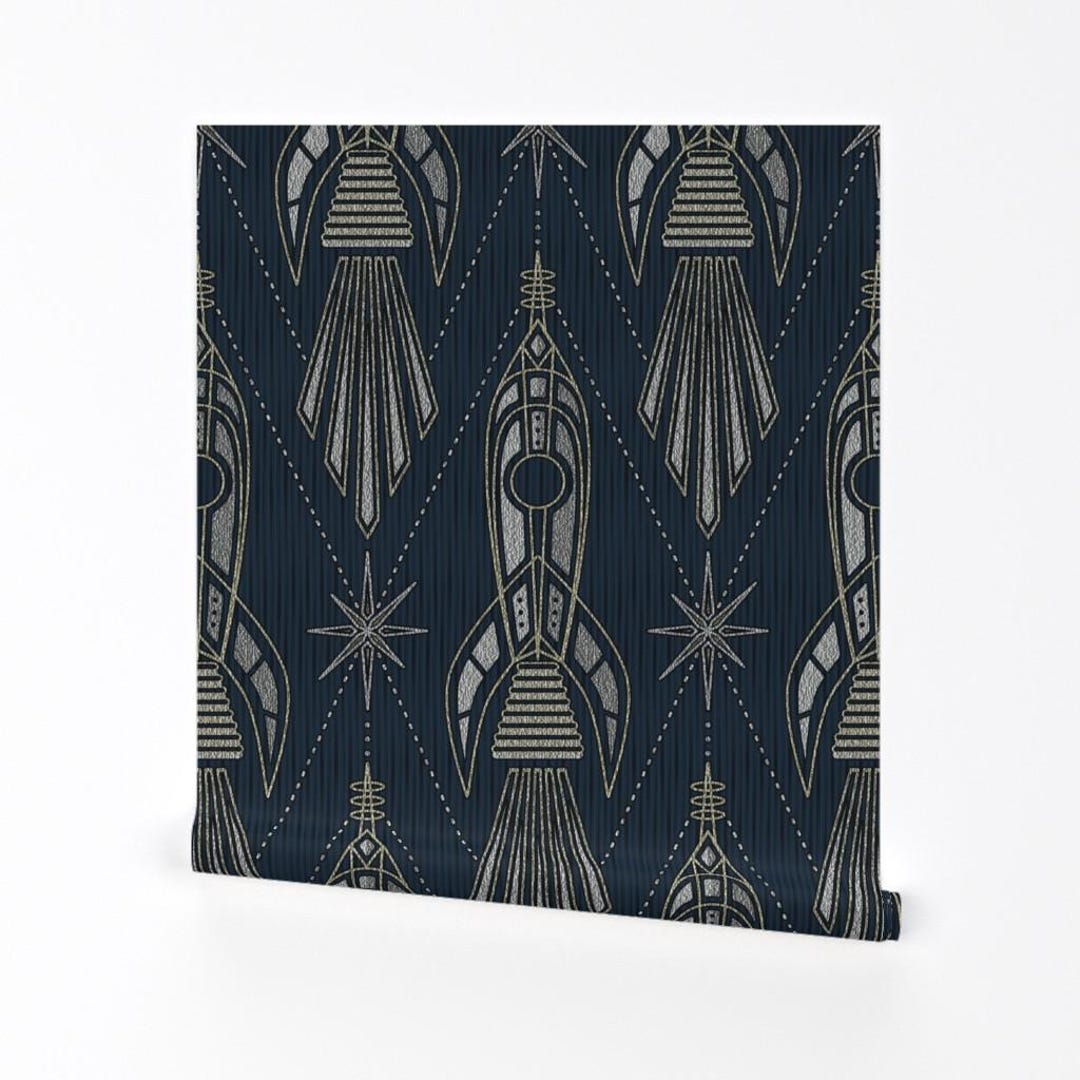 Vintage Rocketships Removable Peel and Stick Wallpaper - Retro Space ...