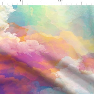 Watercolor Clouds Fabric - Watercolor Pastel Clouds By Furbuddy - Watercolor Clouds Sky Cotton Fabric By The Yard With Spoonflower