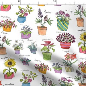 House Plants Fabric - Potted Plants By Lprspr - Plant Lover Plant Mom Flowers Garden Cotton Fabric By The Yard With Spoonflower