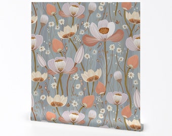 Papier peint Cottagecore - Jardin romantique par misodart - Papier peint autocollant amovible botanique fleurs de jardin floral par Spoonflower