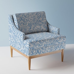Cornflower Blue Upholstery Fabric- Wiggly Line Work by chrissyink - Nautical Abstract Lines Ocean Waves  Fabric By The Yard With Spoonflower
