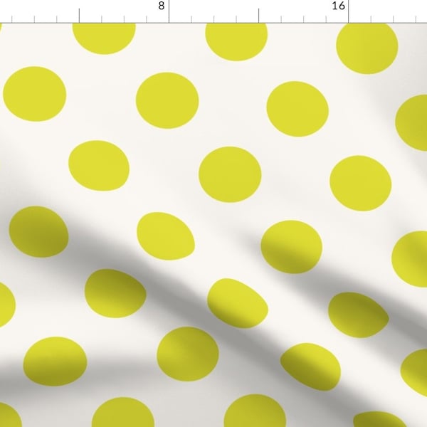 Yellow Green Circle Spots Fabric - Polka Dot Lime By Mjmstudio - Polka Dot Cotton Fabric By The Yard With Spoonflower