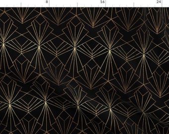 Black And Gold Geometric Fabric - Art Deco Glamour By Thewellingtonboot - Black And Gold Cotton Fabric By The Yard With Spoonflower